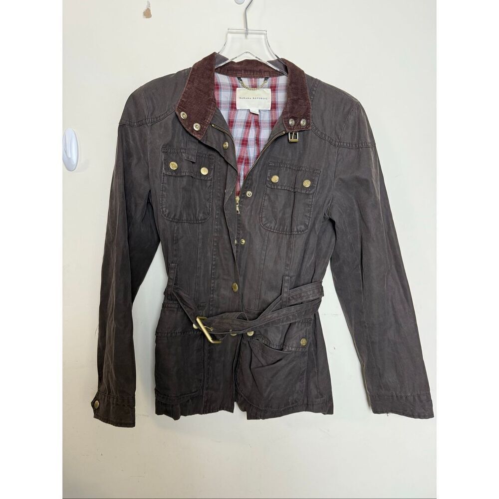 Banana Republic Brown Waxed Canvas Utility Field Military Chore Jacket Size M Be